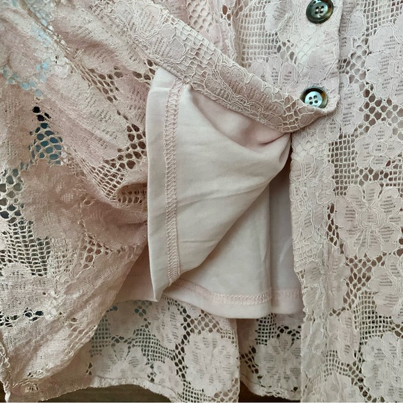 Lace Button-Front Midi Dress, Light Pink, Size Small - Picture 11 of 12